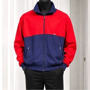 Vintage 90s Men's Odlo Color-Block Track Jacket – Retro Red & Navy Blue